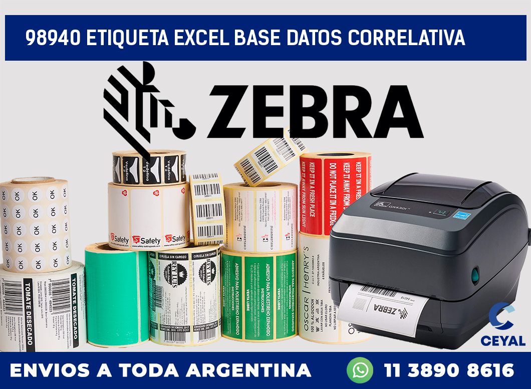 98940 etiqueta excel base datos correlativa
