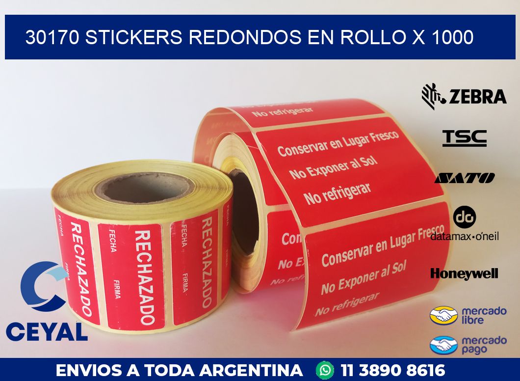 30170 STICKERS REDONDOS EN ROLLO X 1000