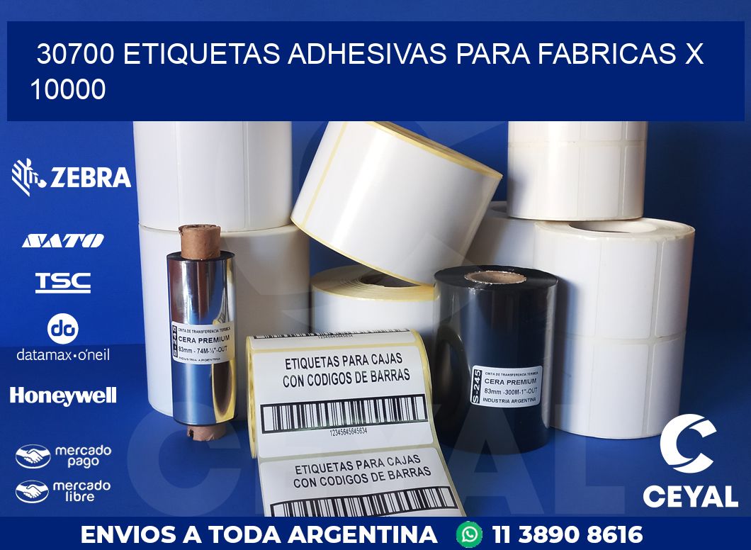 30700 ETIQUETAS ADHESIVAS PARA FABRICAS X 10000