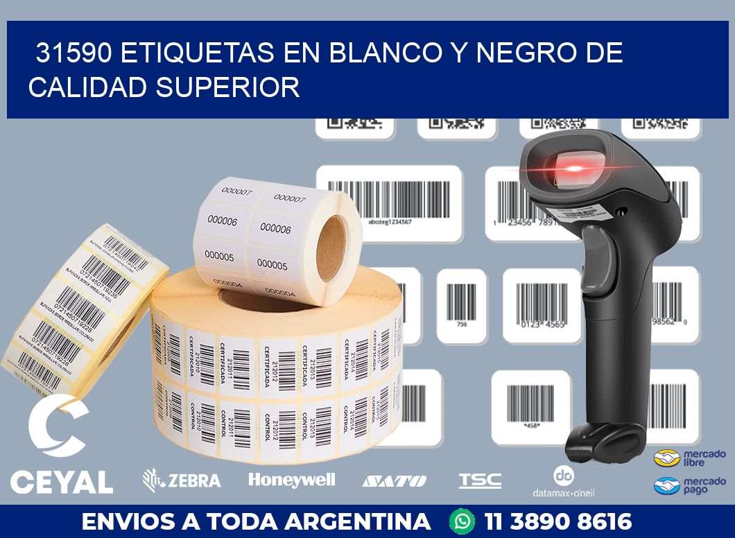 31590 ETIQUETAS EN BLANCO Y NEGRO DE CALIDAD SUPERIOR