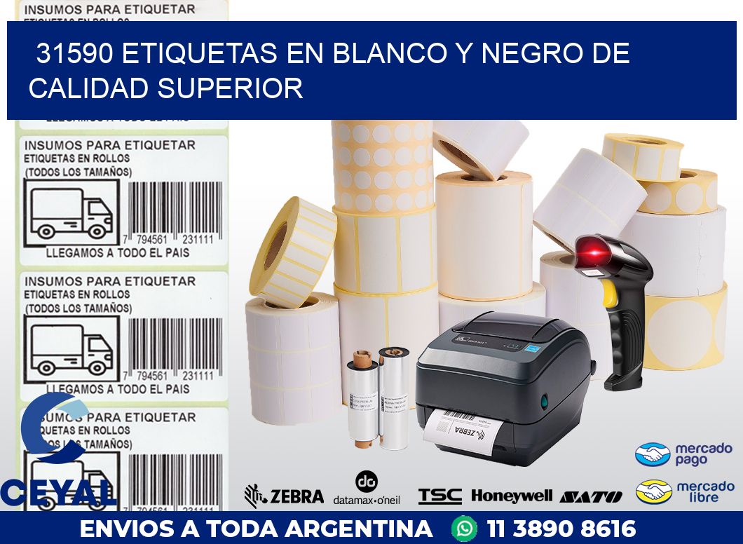 31590 ETIQUETAS EN BLANCO Y NEGRO DE CALIDAD SUPERIOR