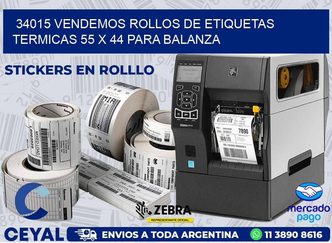 34015 VENDEMOS ROLLOS DE ETIQUETAS TERMICAS 55 X 44 PARA BALANZA