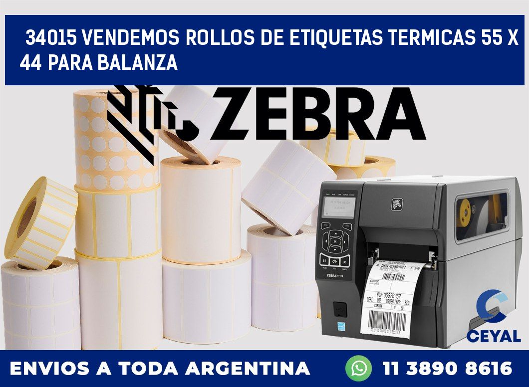 34015 VENDEMOS ROLLOS DE ETIQUETAS TERMICAS 55 X 44 PARA BALANZA