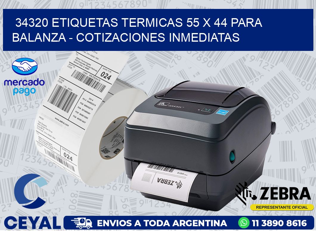 34320 ETIQUETAS TERMICAS 55 X 44 PARA BALANZA - COTIZACIONES INMEDIATAS