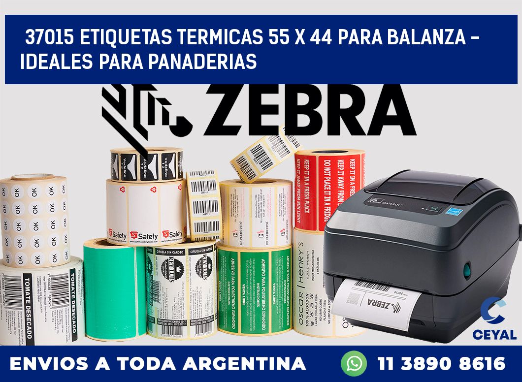 37015 ETIQUETAS TERMICAS 55 X 44 PARA BALANZA - IDEALES PARA PANADERIAS