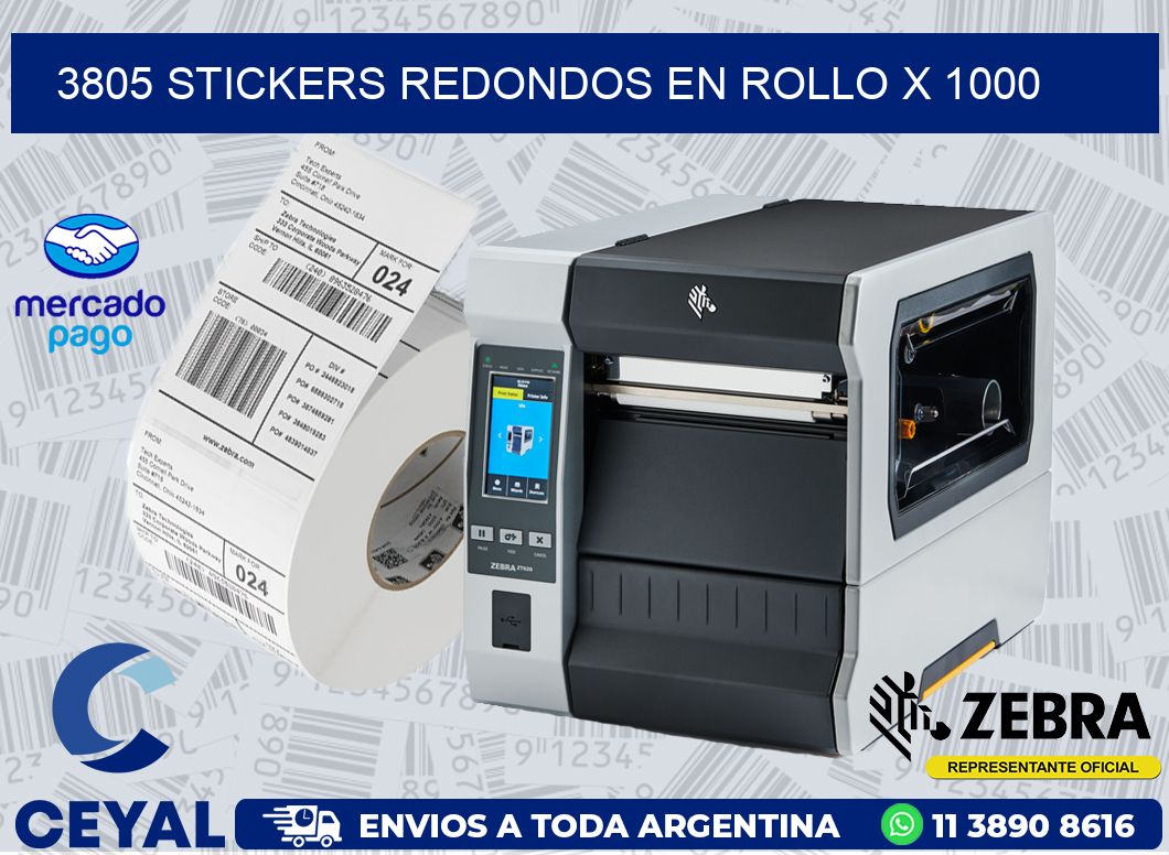 3805 STICKERS REDONDOS EN ROLLO X 1000