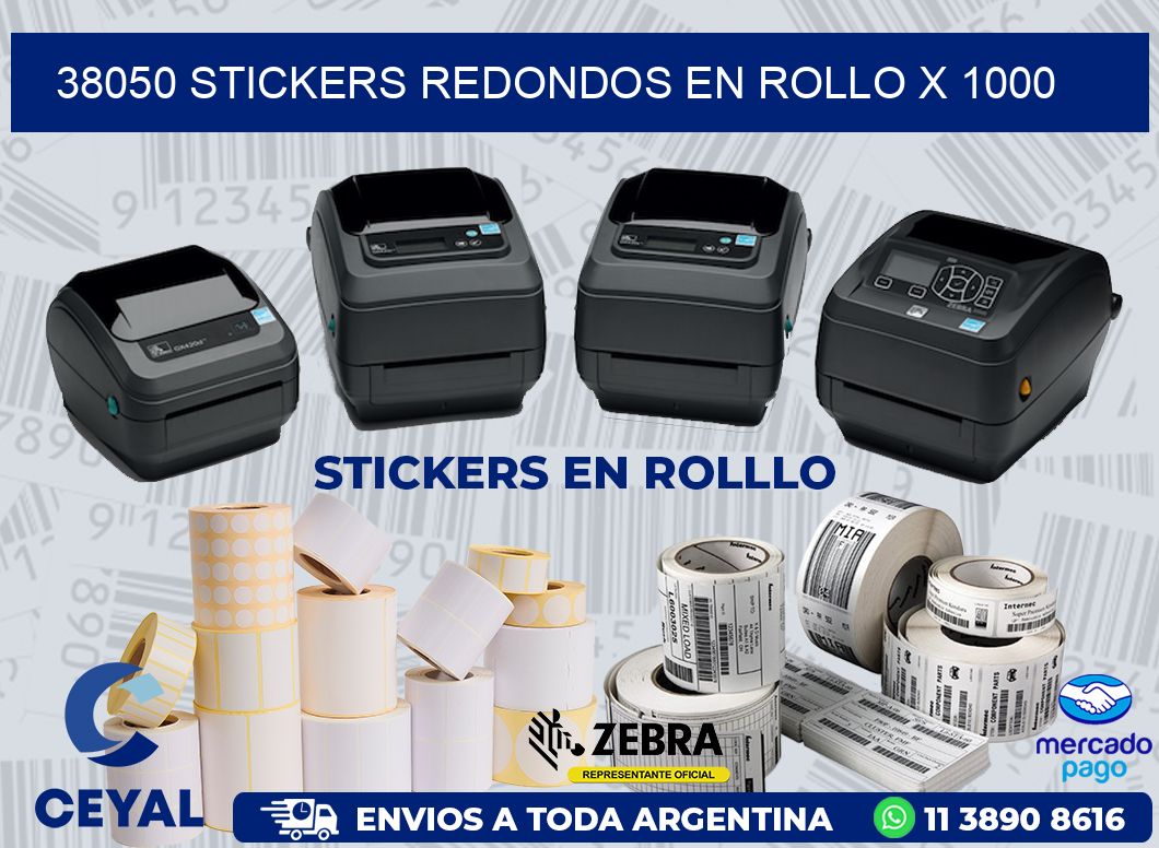 38050 STICKERS REDONDOS EN ROLLO X 1000