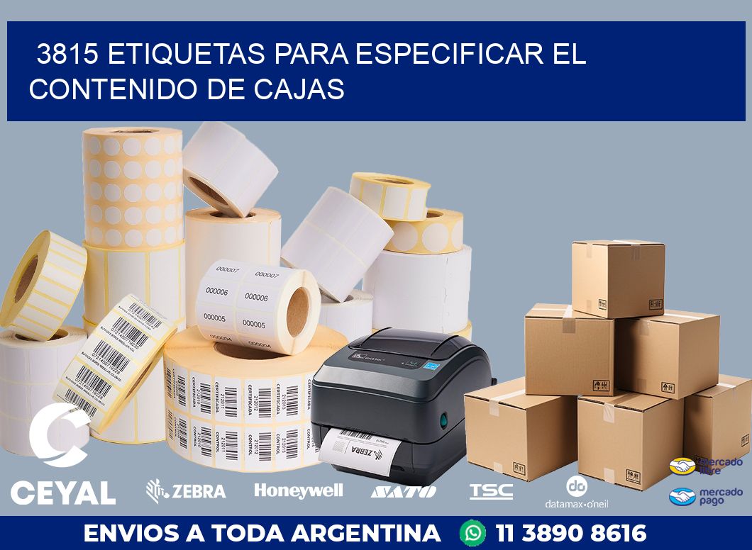 3815 ETIQUETAS PARA ESPECIFICAR EL CONTENIDO DE CAJAS
