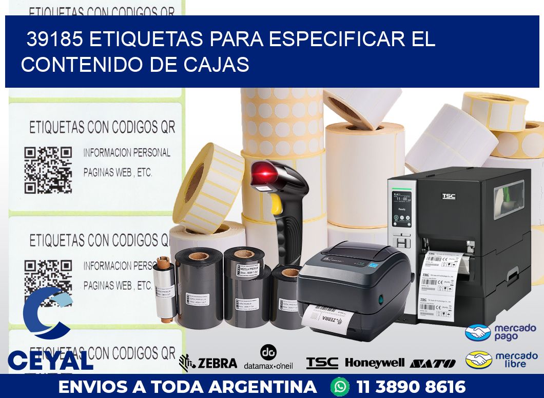 39185 ETIQUETAS PARA ESPECIFICAR EL CONTENIDO DE CAJAS