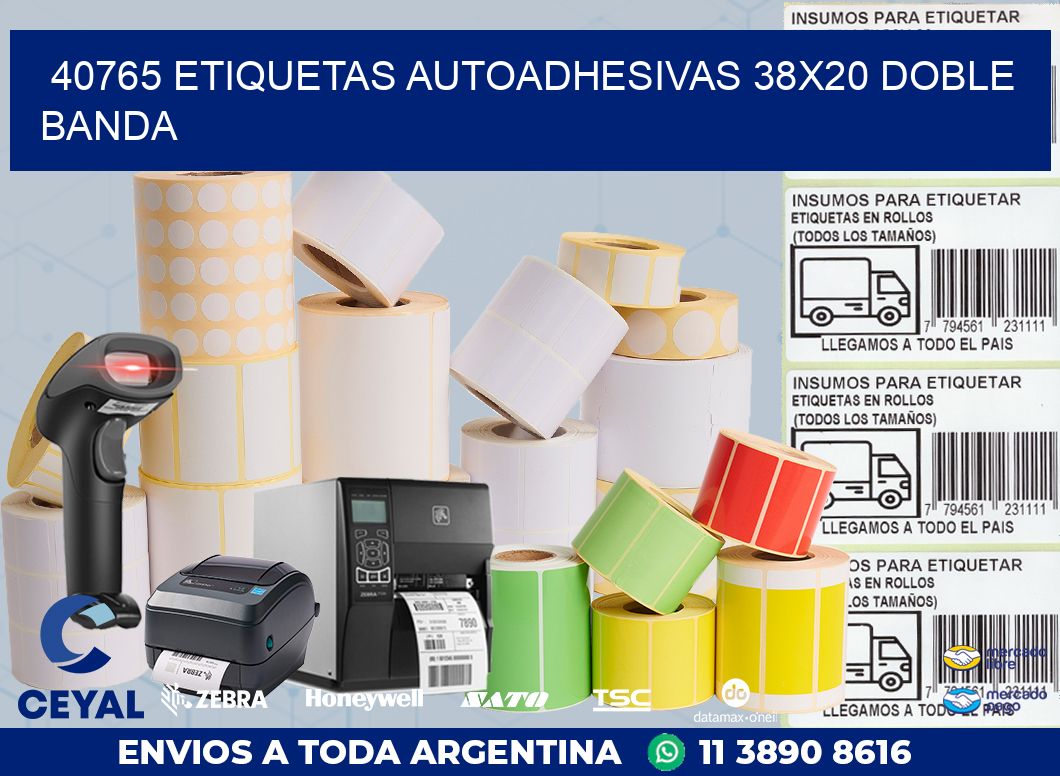 40765 ETIQUETAS AUTOADHESIVAS 38X20 DOBLE BANDA
