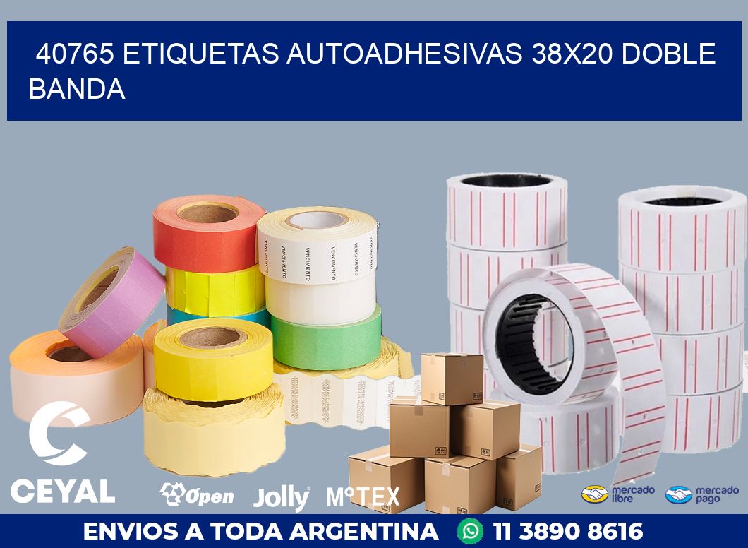 40765 ETIQUETAS AUTOADHESIVAS 38X20 DOBLE BANDA
