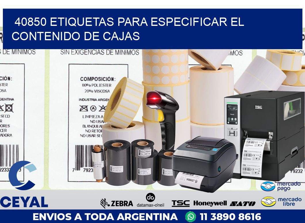 40850 ETIQUETAS PARA ESPECIFICAR EL CONTENIDO DE CAJAS