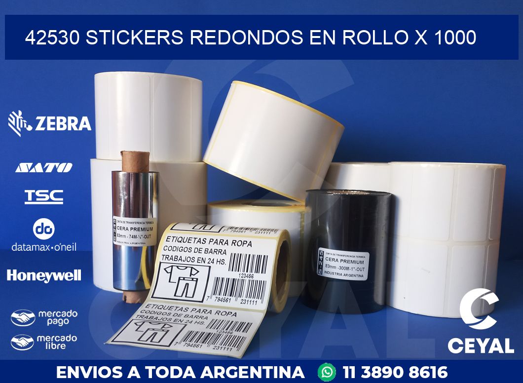 42530 STICKERS REDONDOS EN ROLLO X 1000