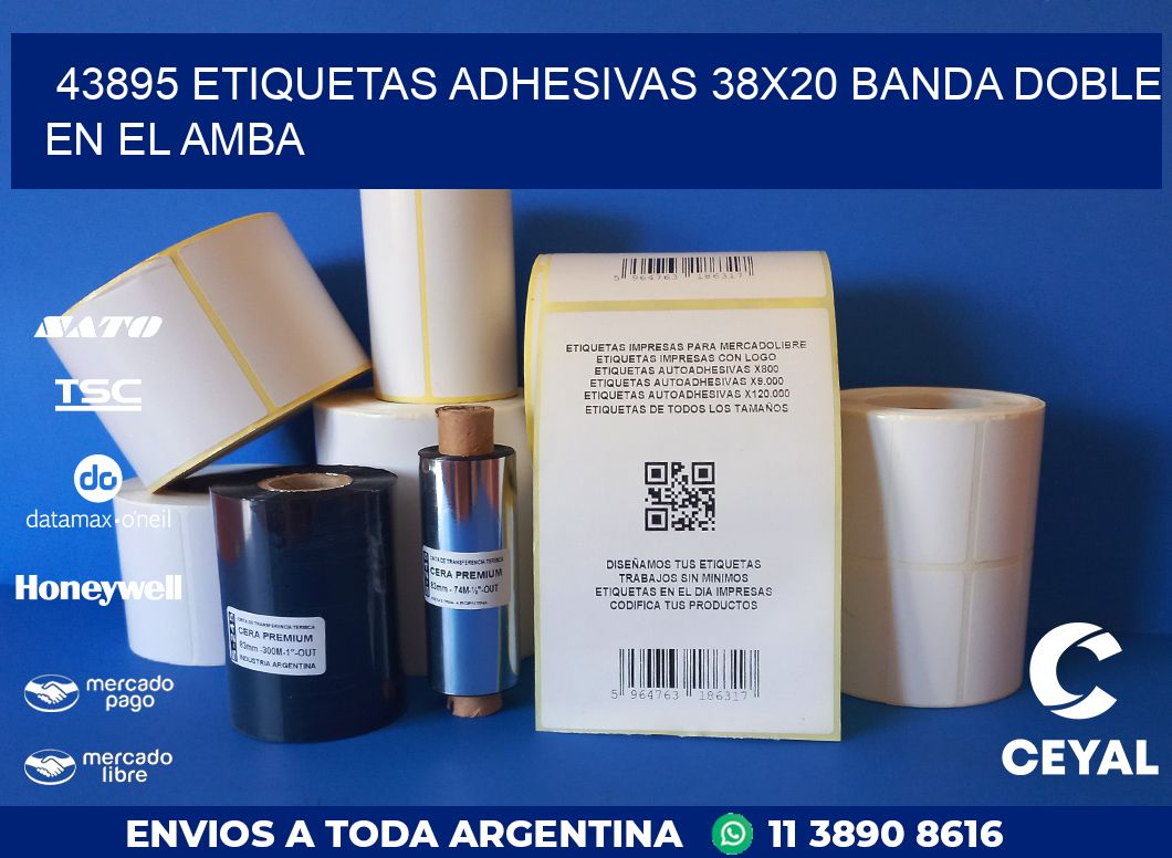 43895 ETIQUETAS ADHESIVAS 38X20 BANDA DOBLE EN EL AMBA