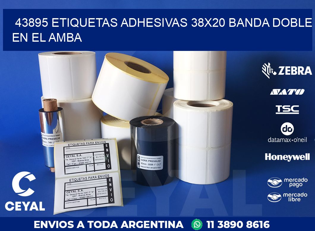 43895 ETIQUETAS ADHESIVAS 38X20 BANDA DOBLE EN EL AMBA