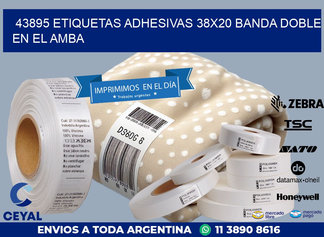 43895 ETIQUETAS ADHESIVAS 38X20 BANDA DOBLE EN EL AMBA