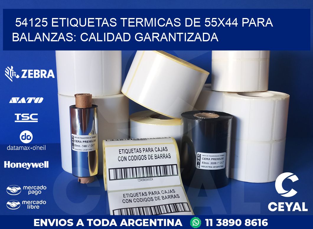 54125 ETIQUETAS TERMICAS DE 55X44 PARA BALANZAS: CALIDAD GARANTIZADA