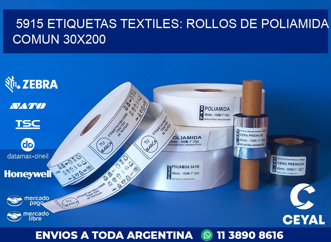 5915 ETIQUETAS TEXTILES: ROLLOS DE POLIAMIDA COMUN 30X200
