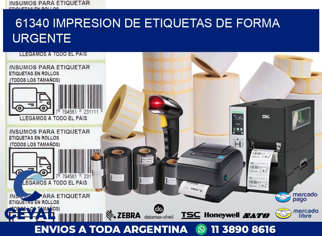 61340 IMPRESION DE ETIQUETAS DE FORMA URGENTE