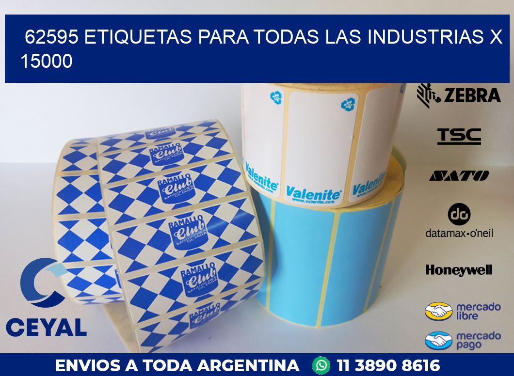 62595 ETIQUETAS PARA TODAS LAS INDUSTRIAS X 15000