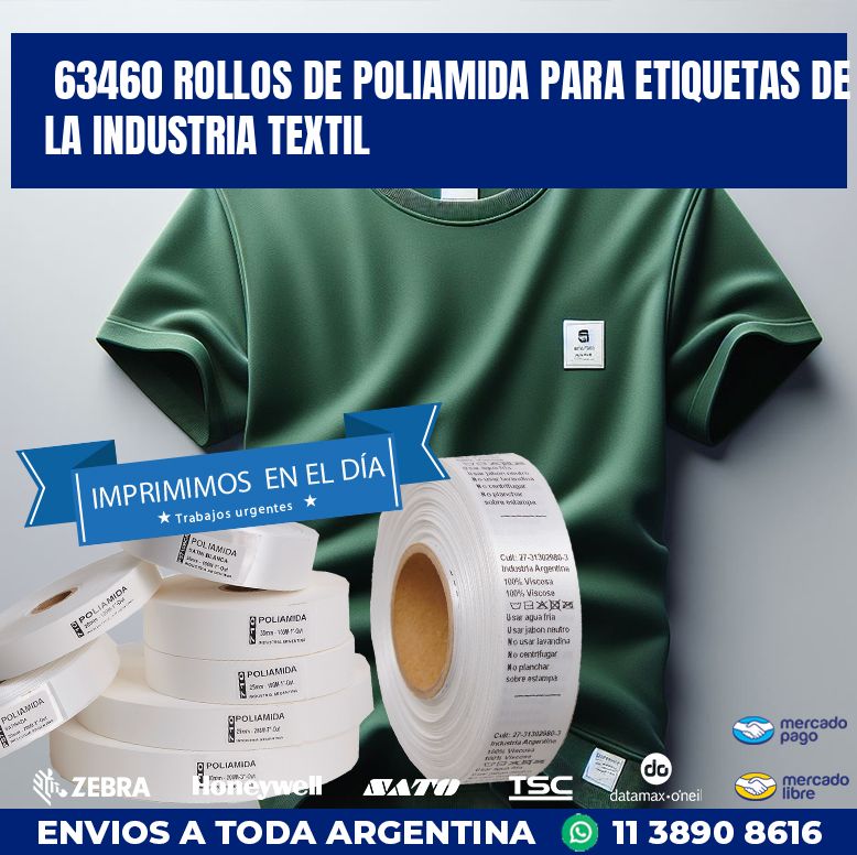 63460 ROLLOS DE POLIAMIDA PARA ETIQUETAS DE LA INDUSTRIA TEXTIL