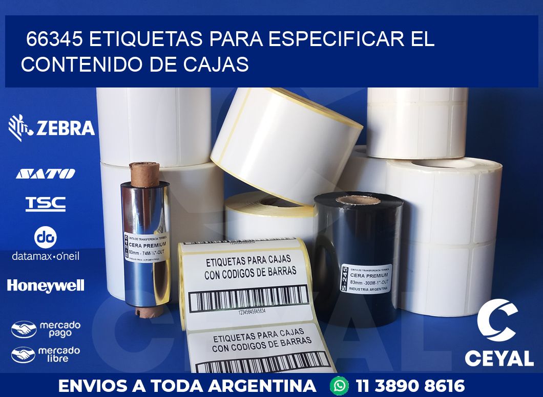 66345 ETIQUETAS PARA ESPECIFICAR EL CONTENIDO DE CAJAS