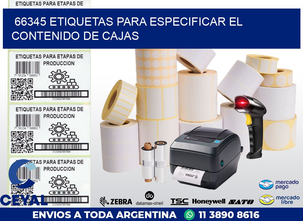 66345 ETIQUETAS PARA ESPECIFICAR EL CONTENIDO DE CAJAS