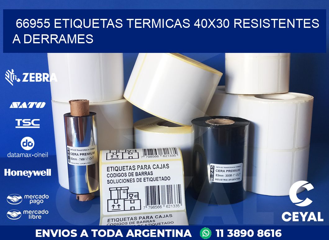 66955 ETIQUETAS TERMICAS 40X30 RESISTENTES A DERRAMES