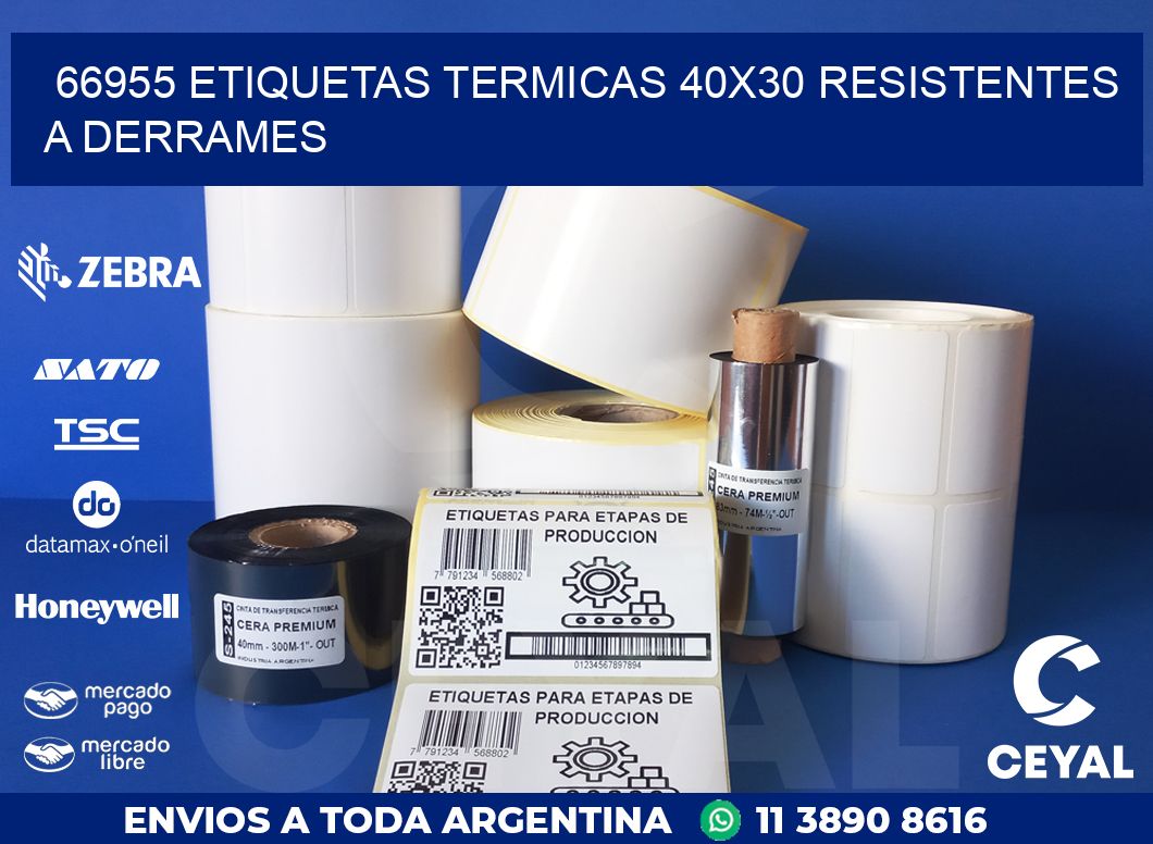 66955 ETIQUETAS TERMICAS 40X30 RESISTENTES A DERRAMES