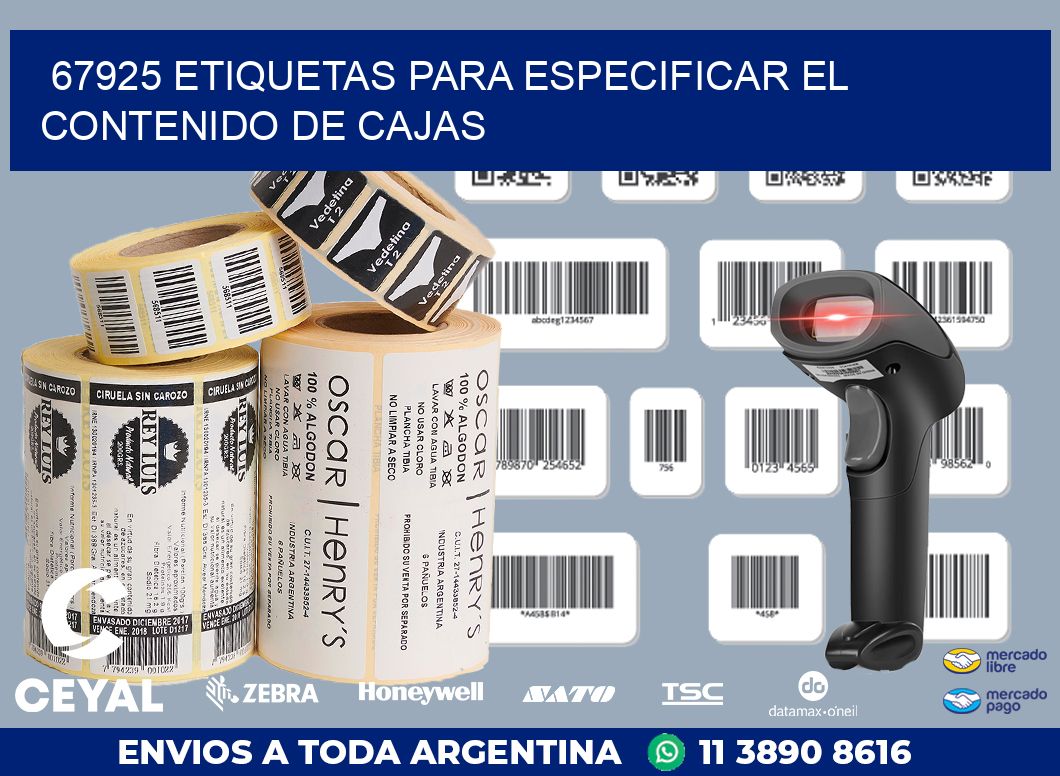 67925 ETIQUETAS PARA ESPECIFICAR EL CONTENIDO DE CAJAS