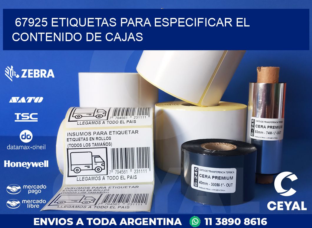 67925 ETIQUETAS PARA ESPECIFICAR EL CONTENIDO DE CAJAS