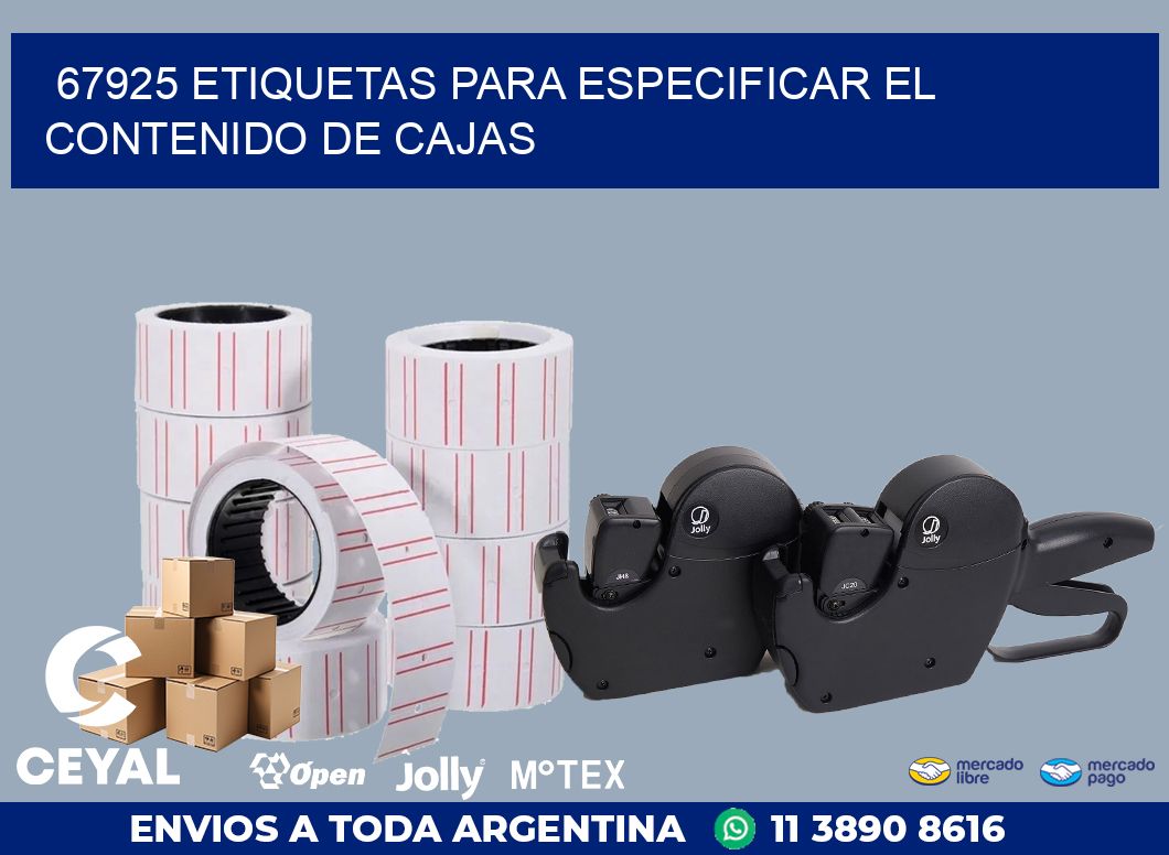 67925 ETIQUETAS PARA ESPECIFICAR EL CONTENIDO DE CAJAS