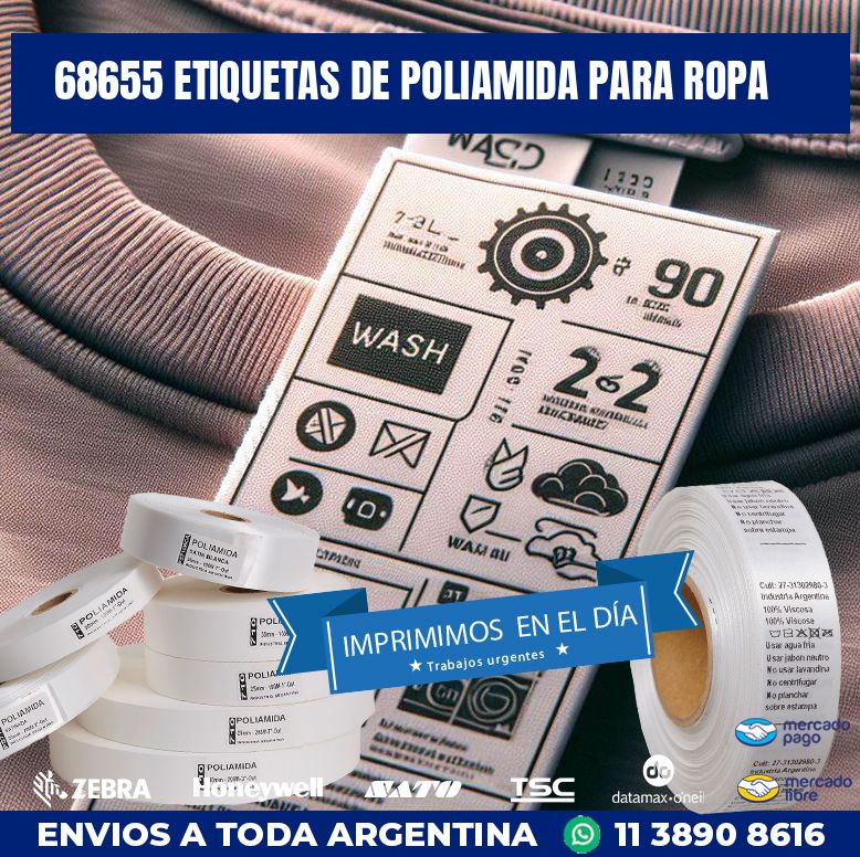 68655 ETIQUETAS DE POLIAMIDA PARA ROPA
