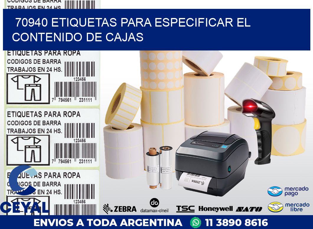 70940 ETIQUETAS PARA ESPECIFICAR EL CONTENIDO DE CAJAS