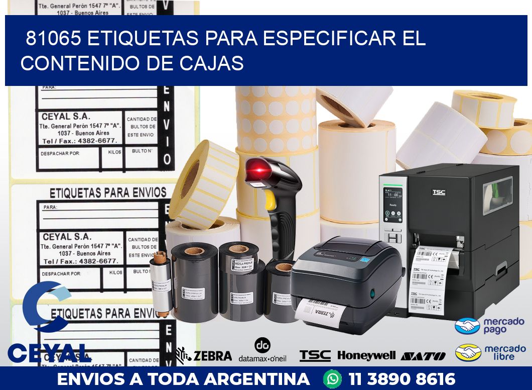 81065 ETIQUETAS PARA ESPECIFICAR EL CONTENIDO DE CAJAS