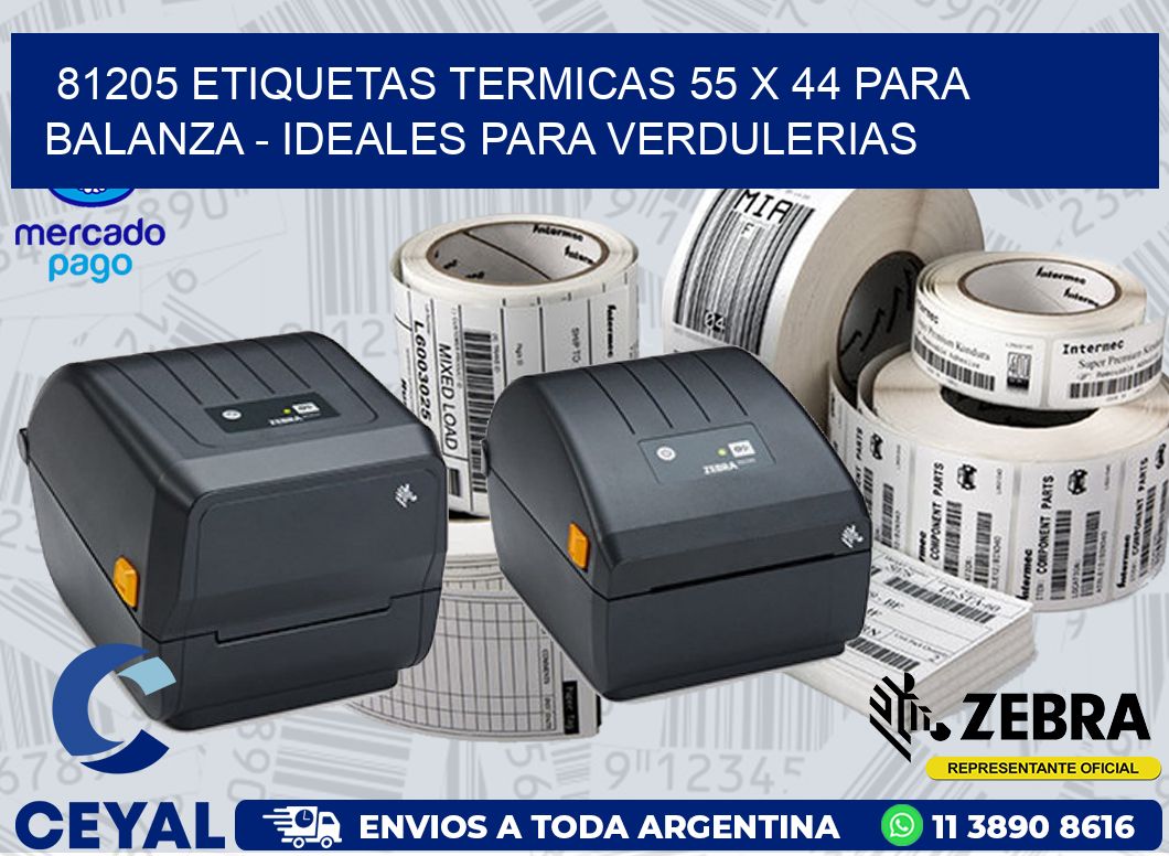 81205 ETIQUETAS TERMICAS 55 X 44 PARA BALANZA - IDEALES PARA VERDULERIAS