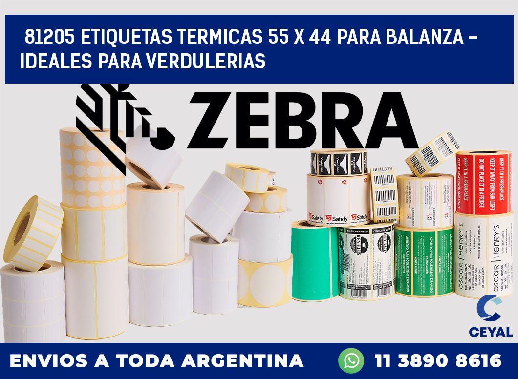 81205 ETIQUETAS TERMICAS 55 X 44 PARA BALANZA - IDEALES PARA VERDULERIAS