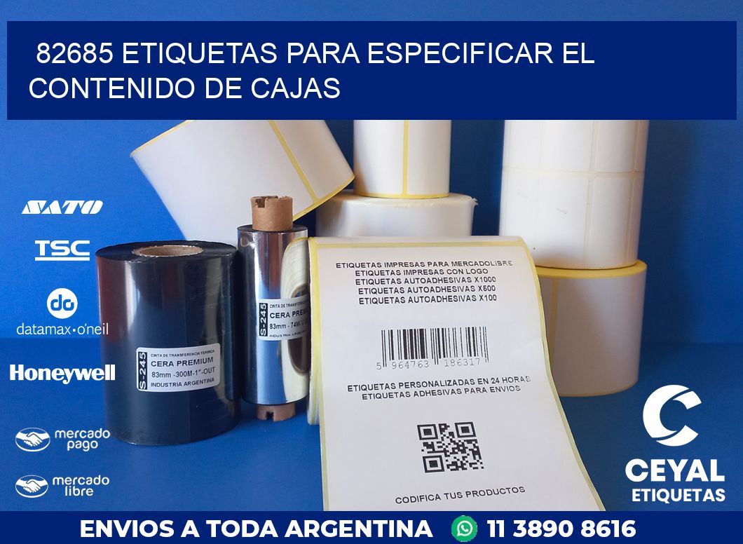 82685 ETIQUETAS PARA ESPECIFICAR EL CONTENIDO DE CAJAS