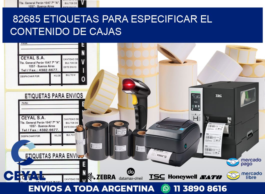 82685 ETIQUETAS PARA ESPECIFICAR EL CONTENIDO DE CAJAS