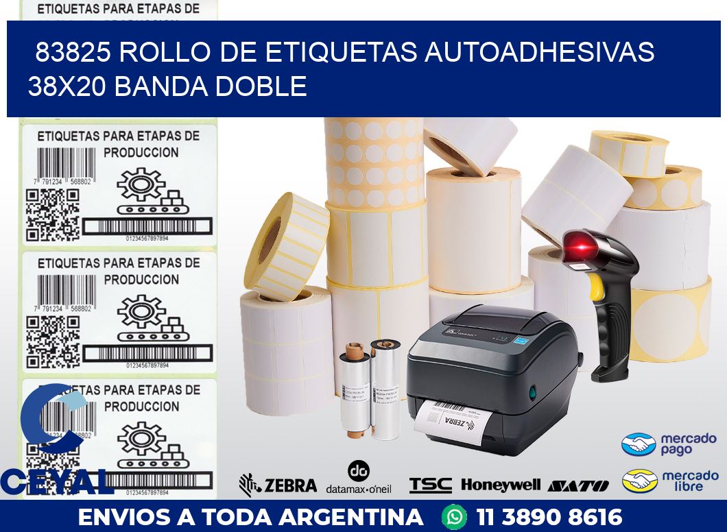 83825 ROLLO DE ETIQUETAS AUTOADHESIVAS 38X20 BANDA DOBLE