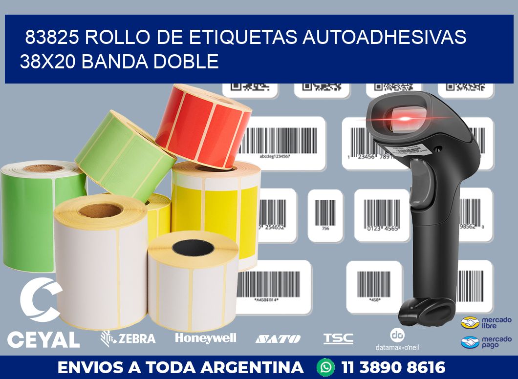 83825 ROLLO DE ETIQUETAS AUTOADHESIVAS 38X20 BANDA DOBLE