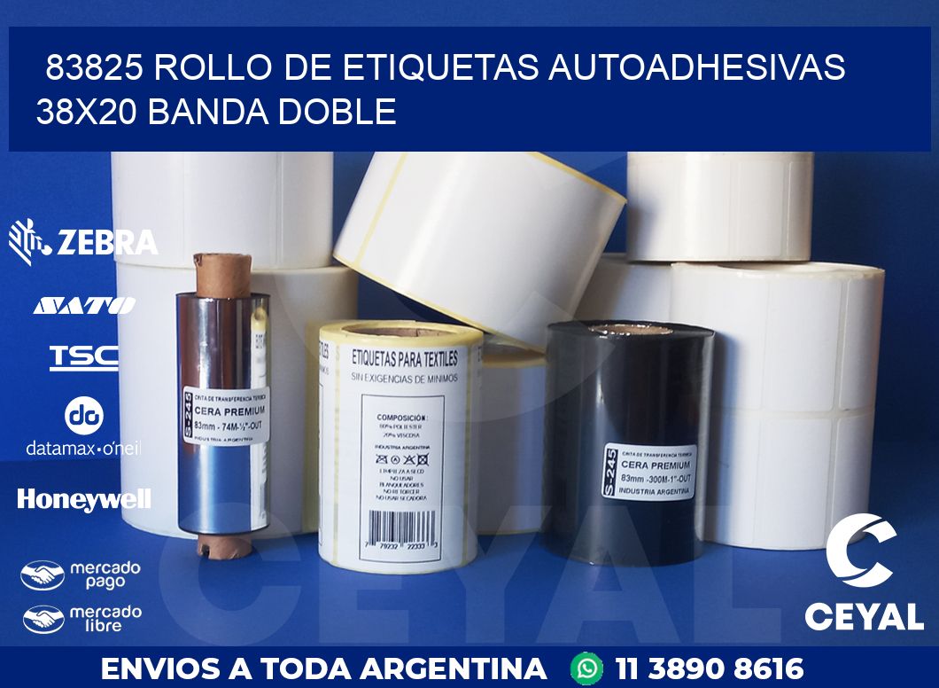83825 ROLLO DE ETIQUETAS AUTOADHESIVAS 38X20 BANDA DOBLE
