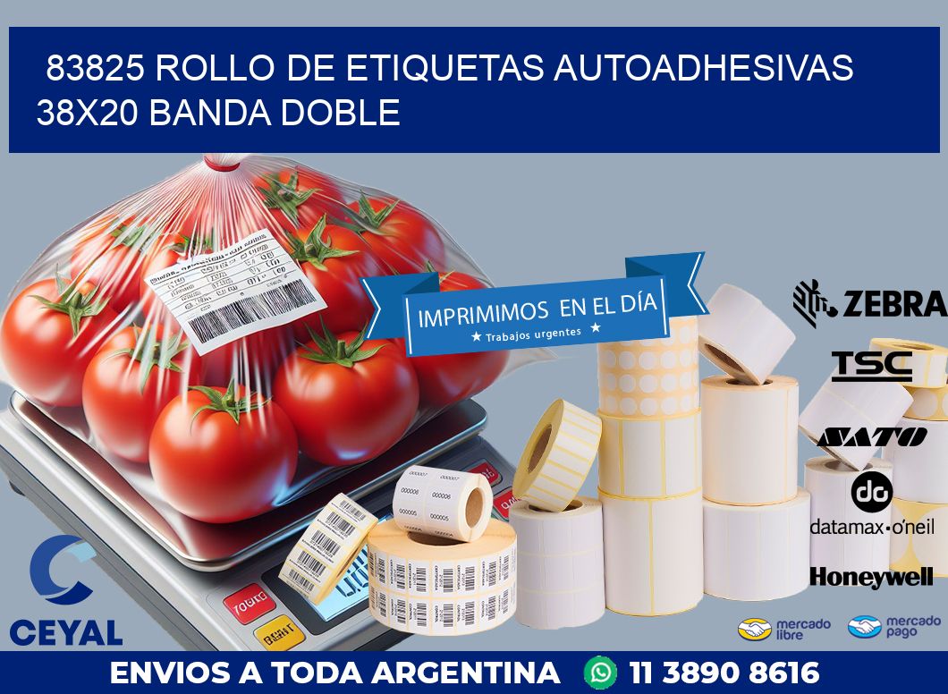 83825 ROLLO DE ETIQUETAS AUTOADHESIVAS 38X20 BANDA DOBLE