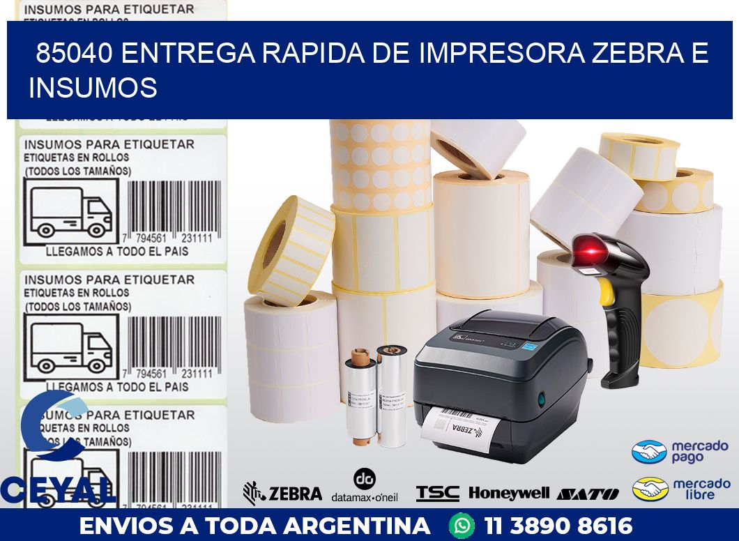 85040 ENTREGA RAPIDA DE IMPRESORA ZEBRA E INSUMOS