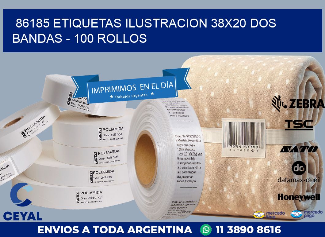 86185 ETIQUETAS ILUSTRACION 38X20 DOS BANDAS – 100 ROLLOS