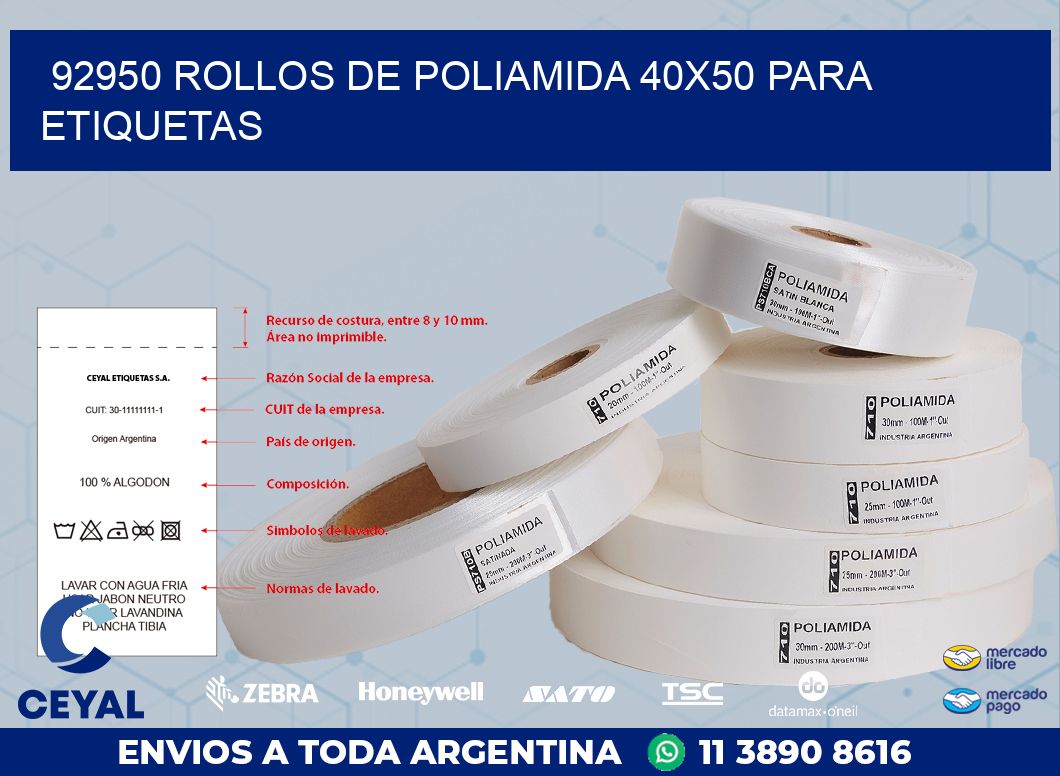 92950 ROLLOS DE POLIAMIDA 40X50 PARA ETIQUETAS