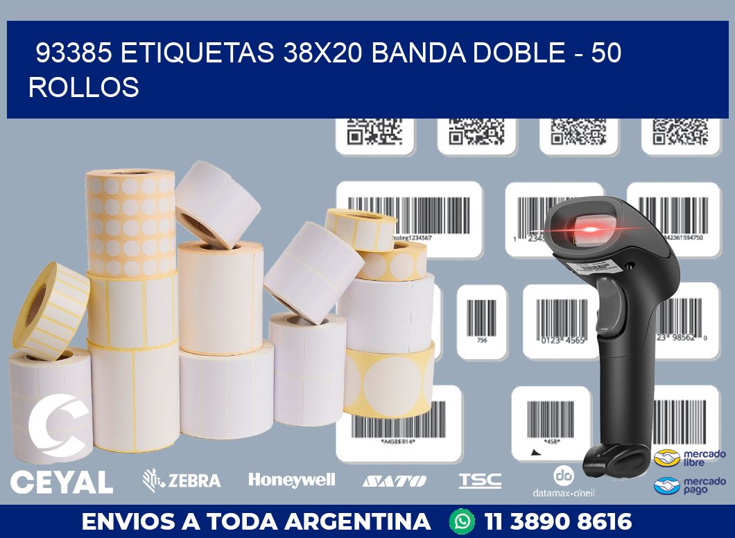 93385 ETIQUETAS 38X20 BANDA DOBLE - 50 ROLLOS