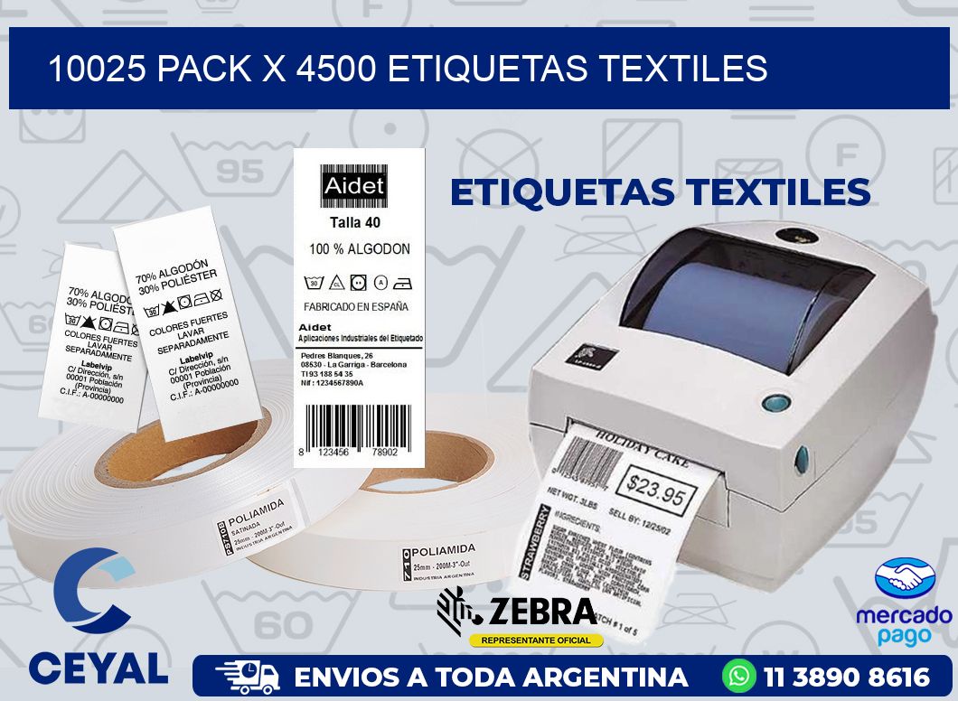 10025 PACK X 4500 ETIQUETAS TEXTILES