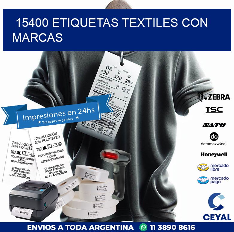 15400 ETIQUETAS TEXTILES CON MARCAS