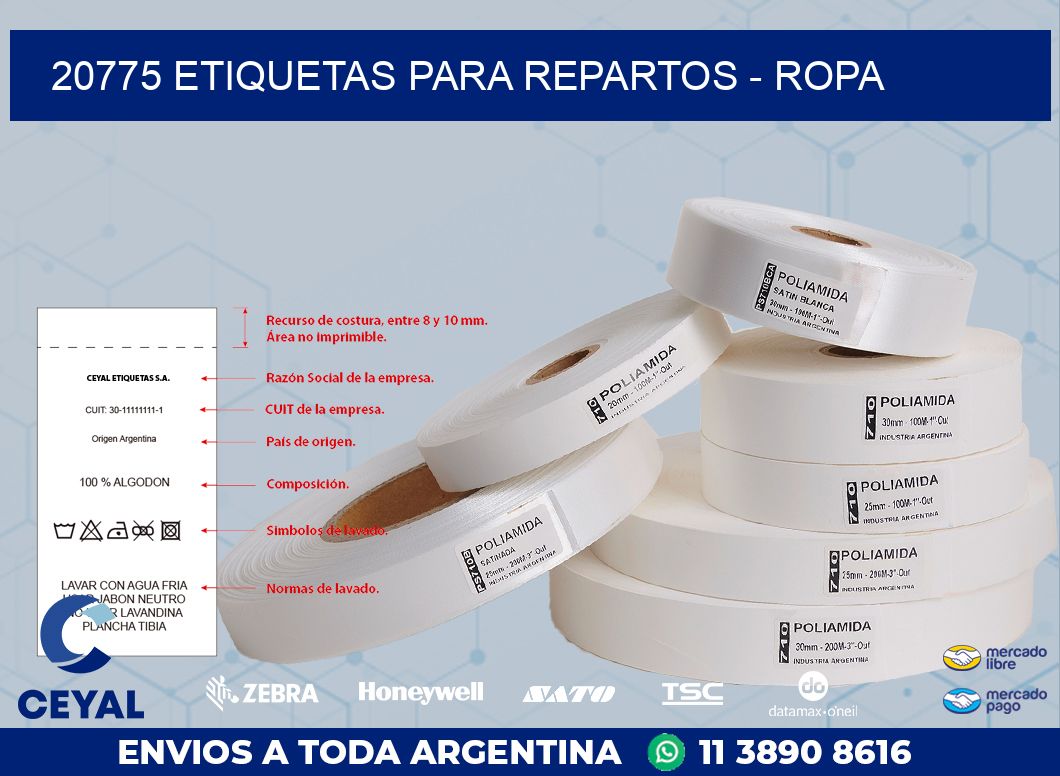 20775 ETIQUETAS PARA REPARTOS - ROPA